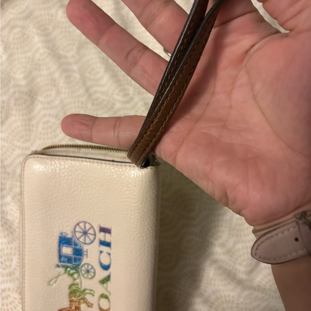 Coach Cream Wristlet with Rainbow Logo - Picture 4 of 10